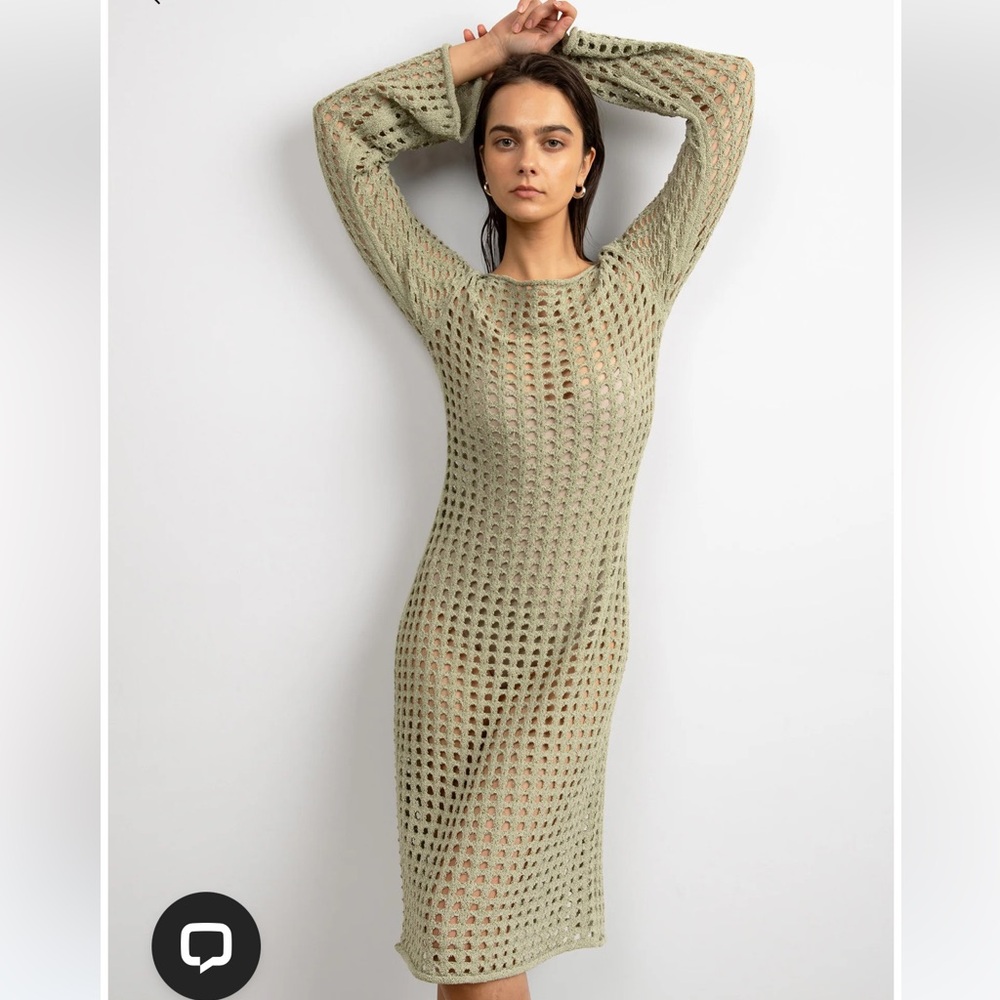 MIDI OPEN KNIT SWIMSUIT COVERUP DRESS